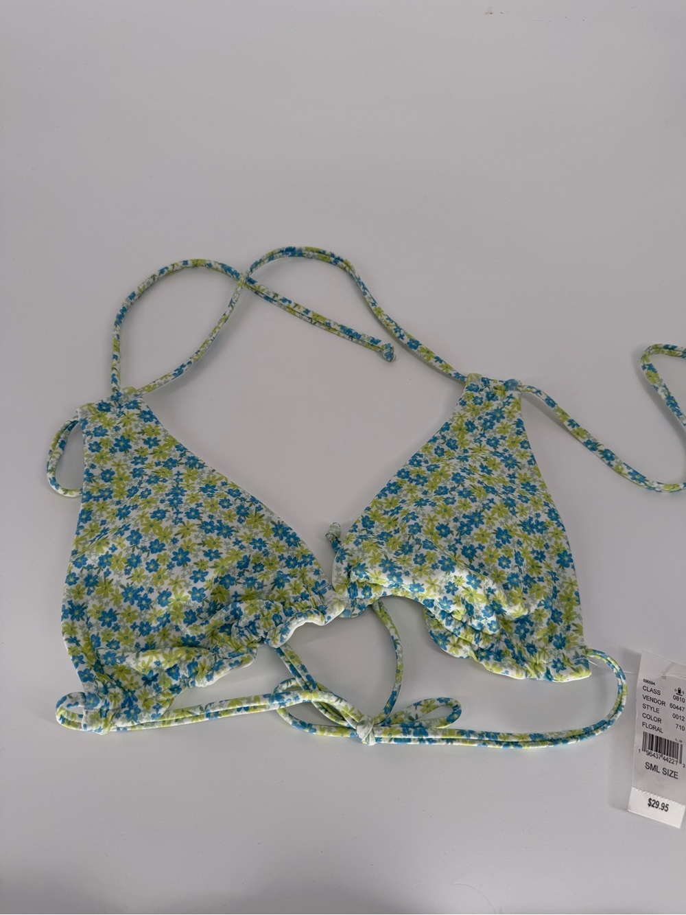 PacSun Floral Triangle Bikini Top - Blue & Green
